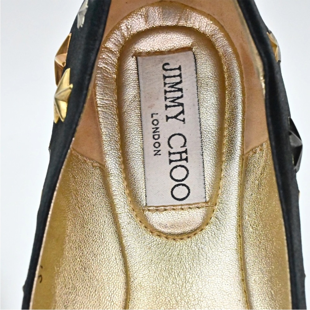 Jimmy Choo Black Flats with Gold Star Accents - Picture 4 of 5